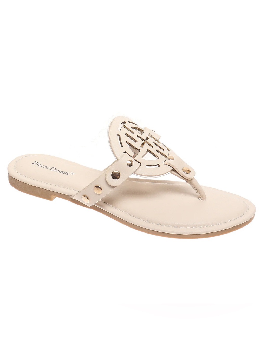 Pierre Dumas Women's Cream Decorative Thong Sandals
